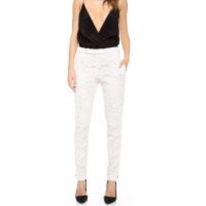 Alice and Olivia High waisted Lace Skinny Zip Ivory Cocktail Dress White Pants 4